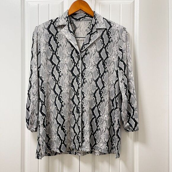 Vintage Snake Print Blazer Grey Black - Picture 1 of 9